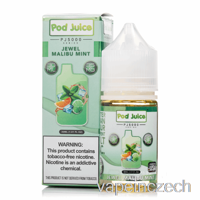 šperk Malibu Máta - šťáva Z Lusku Pj5000 - 30ml 55mg Vape Bez Nikotinu